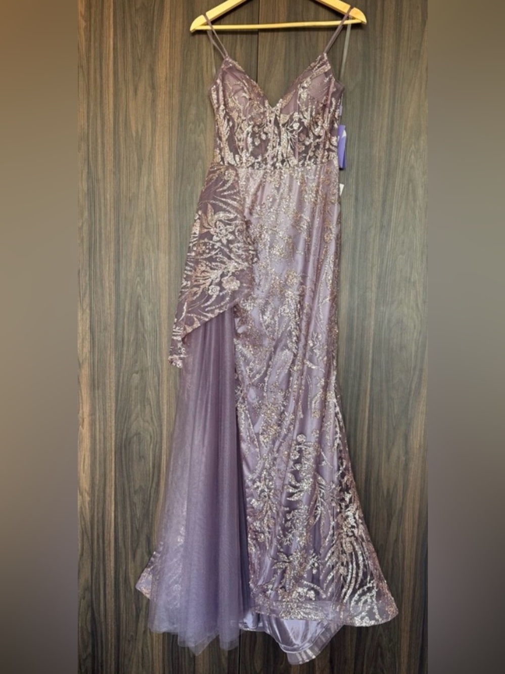 Cinderella Divine Glitter V-Neck Gown Dress comes with mesh shawl
